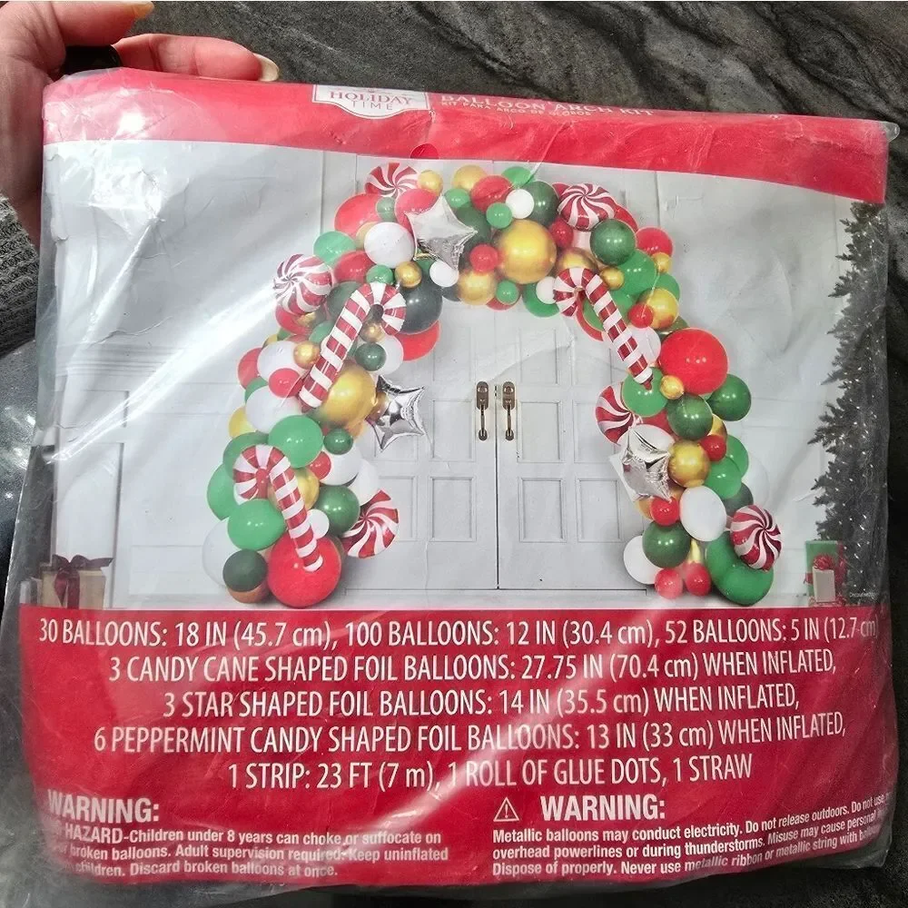 Christmas Balloon Arch Kit Decor 194 pc and Photo Props 22 pc set Party Bundle